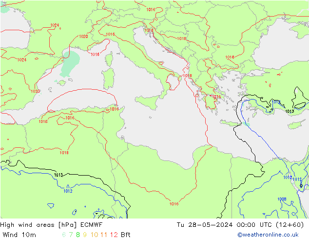 High wind areas ECMWF Tu 28.05.2024 00 UTC