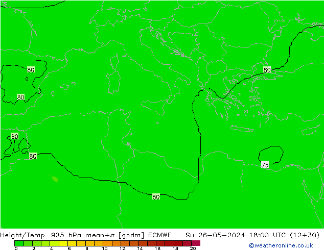 Height/Temp. 925 hPa ECMWF Su 26.05.2024 18 UTC