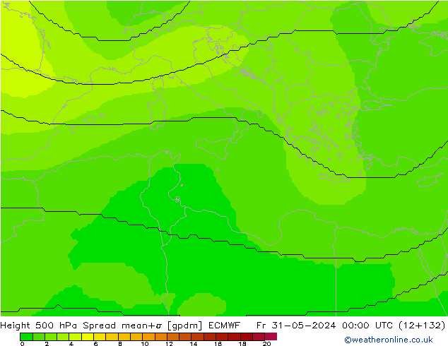 Height 500 hPa Spread ECMWF Fr 31.05.2024 00 UTC