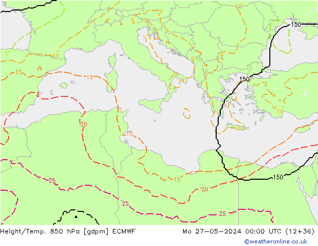 Height/Temp. 850 hPa ECMWF  27.05.2024 00 UTC