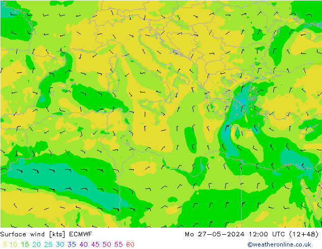 Vento 10 m ECMWF lun 27.05.2024 12 UTC