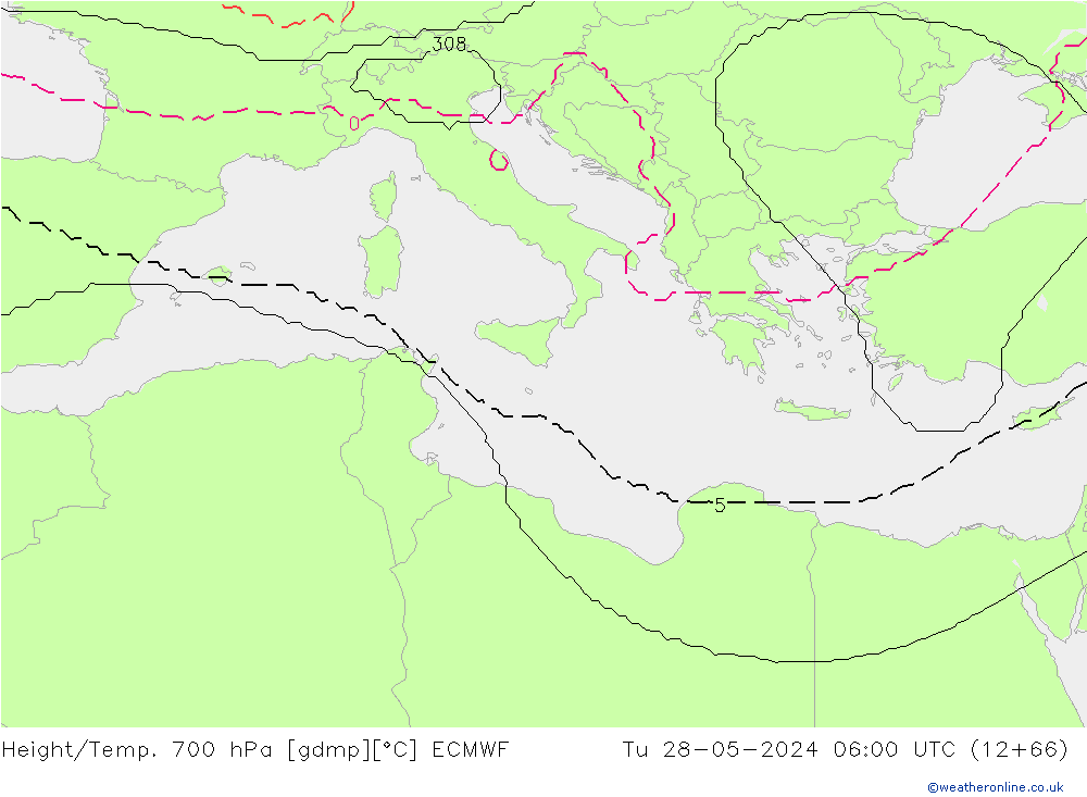 Height/Temp. 700 гПа ECMWF вт 28.05.2024 06 UTC