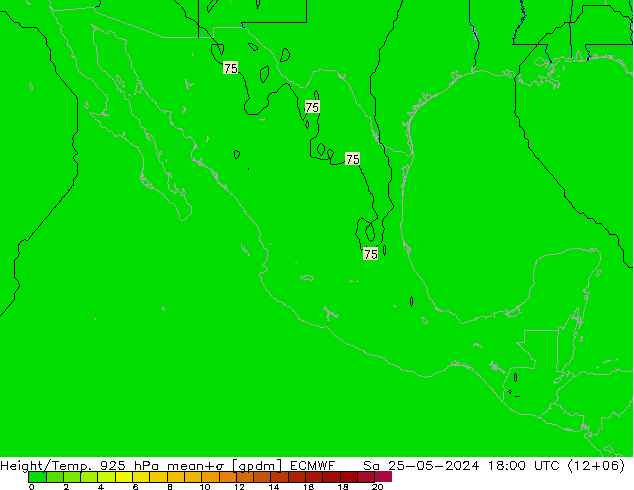 Geop./Temp. 925 hPa ECMWF sáb 25.05.2024 18 UTC