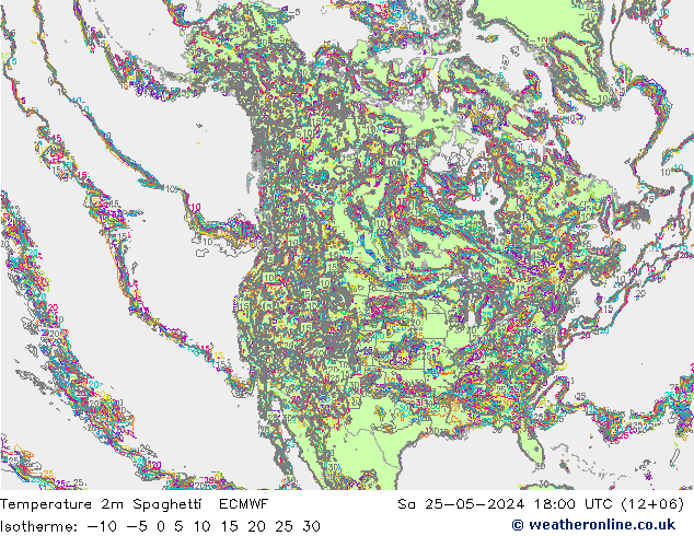 Temperatuurkaart Spaghetti ECMWF za 25.05.2024 18 UTC