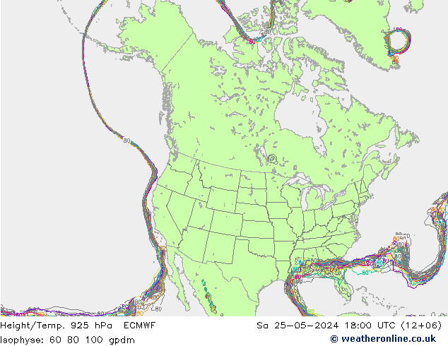 Height/Temp. 925 hPa ECMWF Sa 25.05.2024 18 UTC