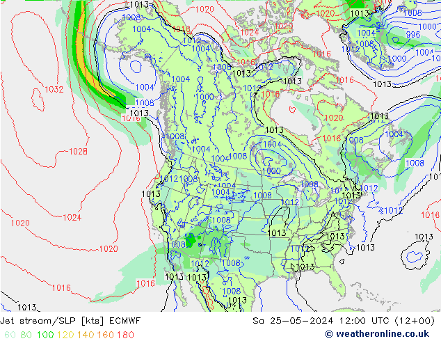 Jet stream/SLP ECMWF Sa 25.05.2024 12 UTC