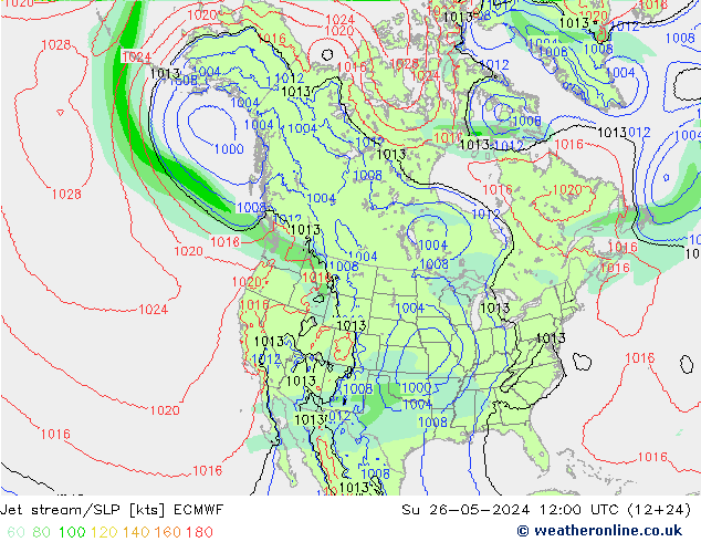 Polarjet/Bodendruck ECMWF So 26.05.2024 12 UTC