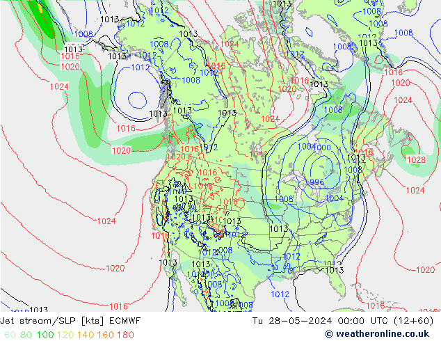 джет/приземное давление ECMWF вт 28.05.2024 00 UTC