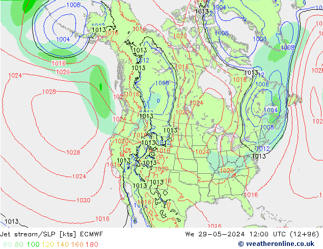 Corrente a getto ECMWF mer 29.05.2024 12 UTC