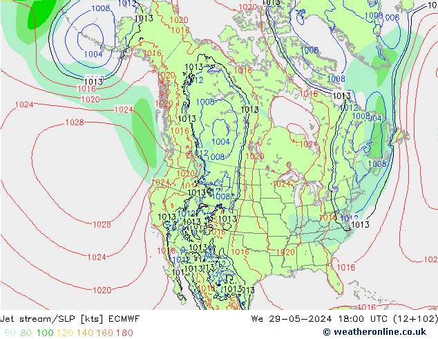 Corriente en chorro ECMWF mié 29.05.2024 18 UTC