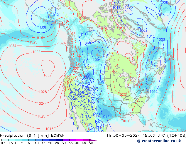 осадки (6h) ECMWF чт 30.05.2024 00 UTC