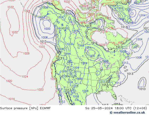 Atmosférický tlak ECMWF So 25.05.2024 18 UTC