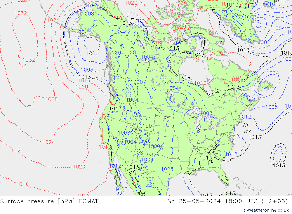 Bodendruck ECMWF Sa 25.05.2024 18 UTC