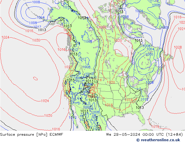 pressão do solo ECMWF Qua 29.05.2024 00 UTC