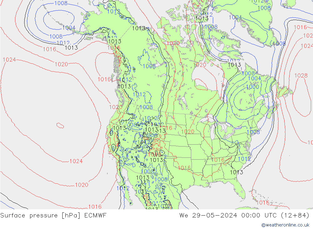 Luchtdruk (Grond) ECMWF wo 29.05.2024 00 UTC