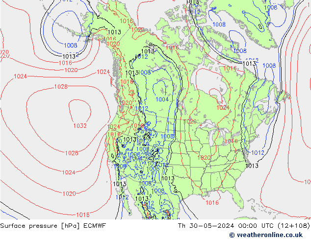 Luchtdruk (Grond) ECMWF do 30.05.2024 00 UTC