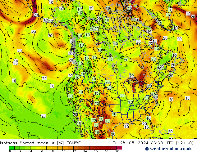 Isotachen Spread ECMWF di 28.05.2024 00 UTC