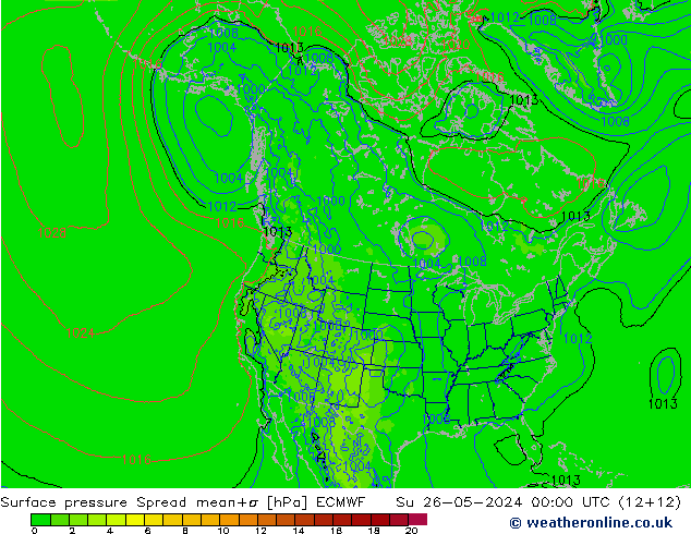 pression de l'air Spread ECMWF dim 26.05.2024 00 UTC