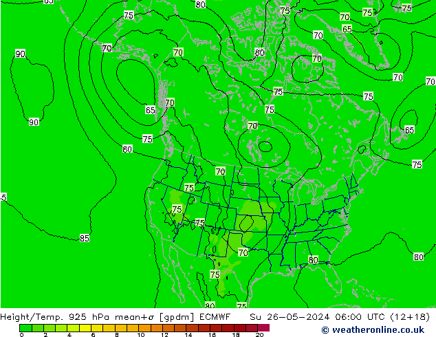 Height/Temp. 925 hPa ECMWF So 26.05.2024 06 UTC