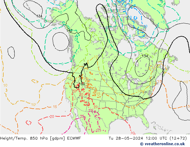 Yükseklik/Sıc. 850 hPa ECMWF Sa 28.05.2024 12 UTC