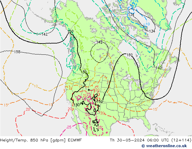 Height/Temp. 850 hPa ECMWF Th 30.05.2024 06 UTC