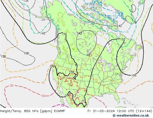 Height/Temp. 850 hPa ECMWF Fr 31.05.2024 12 UTC