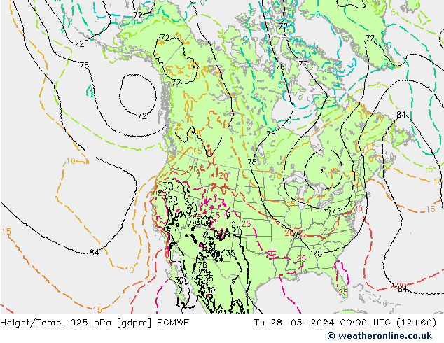 Height/Temp. 925 hPa ECMWF  28.05.2024 00 UTC