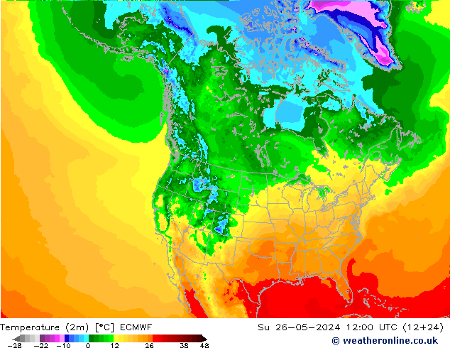 température (2m) ECMWF dim 26.05.2024 12 UTC