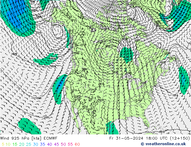 Wind 925 hPa ECMWF Fr 31.05.2024 18 UTC