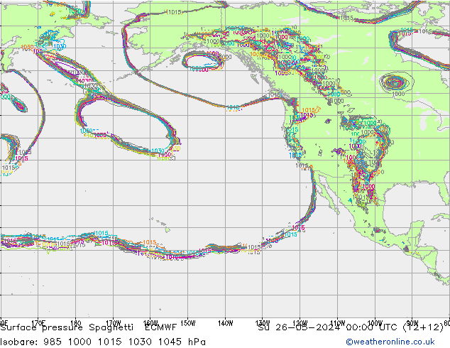 Yer basıncı Spaghetti ECMWF Paz 26.05.2024 00 UTC