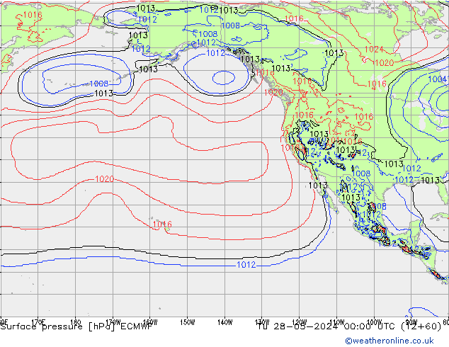 Atmosférický tlak ECMWF Út 28.05.2024 00 UTC