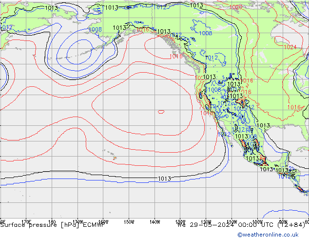 Atmosférický tlak ECMWF St 29.05.2024 00 UTC