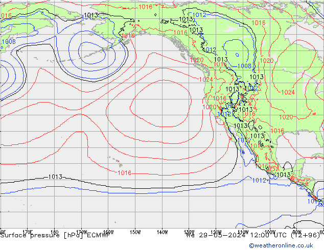 Atmosférický tlak ECMWF St 29.05.2024 12 UTC