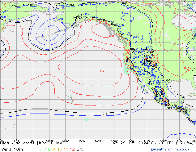 High wind areas ECMWF mer 29.05.2024 00 UTC