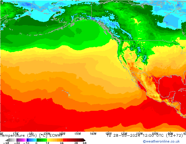 Temperatura (2m) ECMWF Ter 28.05.2024 12 UTC