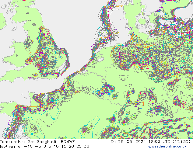 Temperaturkarte Spaghetti ECMWF So 26.05.2024 18 UTC