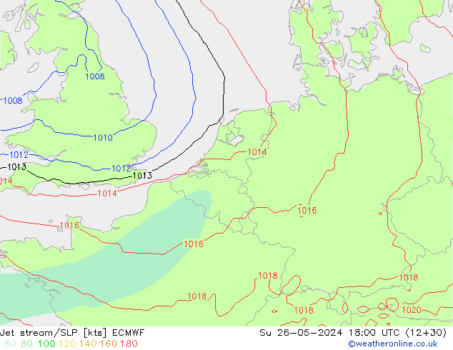 Polarjet/Bodendruck ECMWF So 26.05.2024 18 UTC