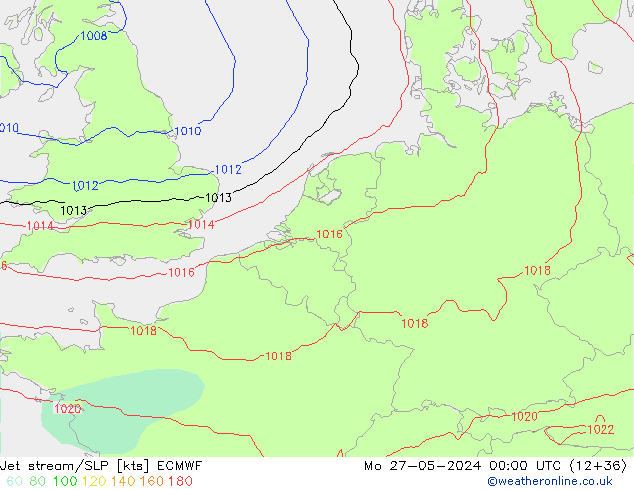 Jet stream/SLP ECMWF Mo 27.05.2024 00 UTC