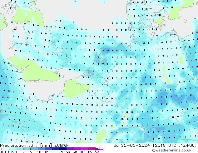 Nied. akkumuliert (6Std) ECMWF Sa 25.05.2024 18 UTC