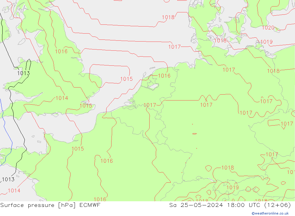 地面气压 ECMWF 星期六 25.05.2024 18 UTC