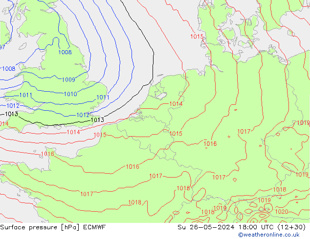 Bodendruck ECMWF So 26.05.2024 18 UTC