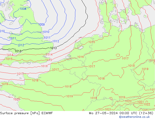 pression de l'air ECMWF lun 27.05.2024 00 UTC