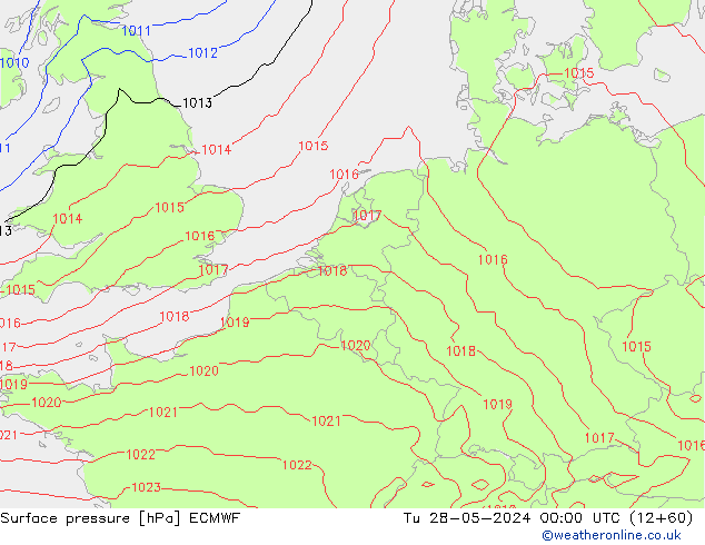 Bodendruck ECMWF Di 28.05.2024 00 UTC