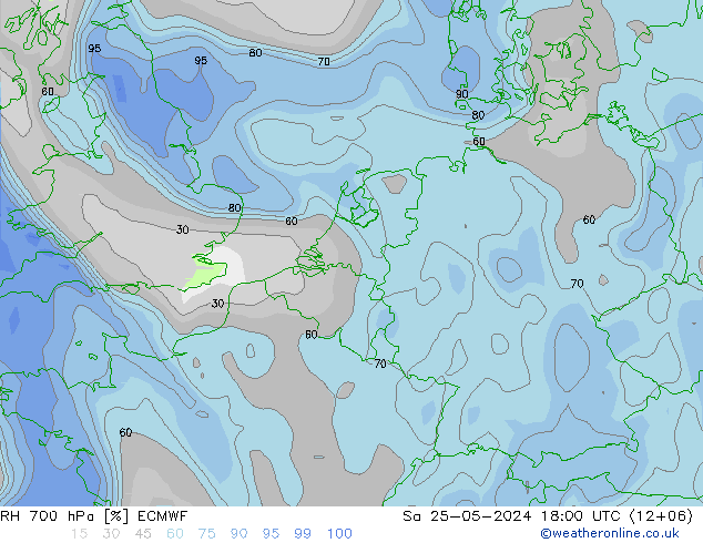 RV 700 hPa ECMWF za 25.05.2024 18 UTC