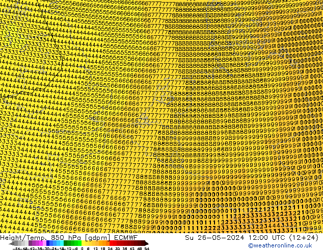 Height/Temp. 850 hPa ECMWF So 26.05.2024 12 UTC