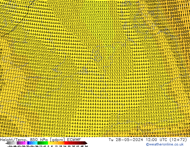 Géop./Temp. 850 hPa ECMWF mar 28.05.2024 12 UTC