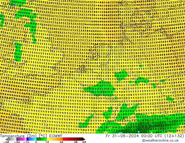 Temperatura (2m) ECMWF vie 31.05.2024 00 UTC