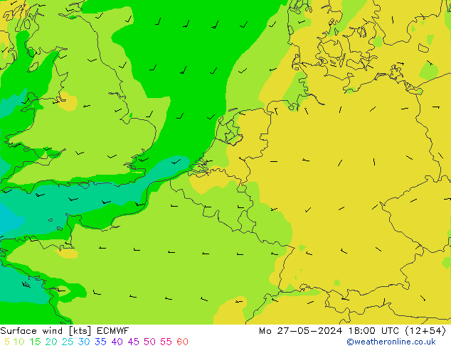 Surface wind ECMWF Mo 27.05.2024 18 UTC
