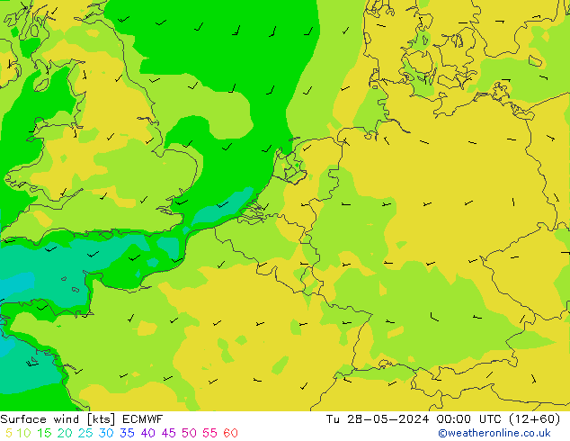 Vent 10 m ECMWF mar 28.05.2024 00 UTC