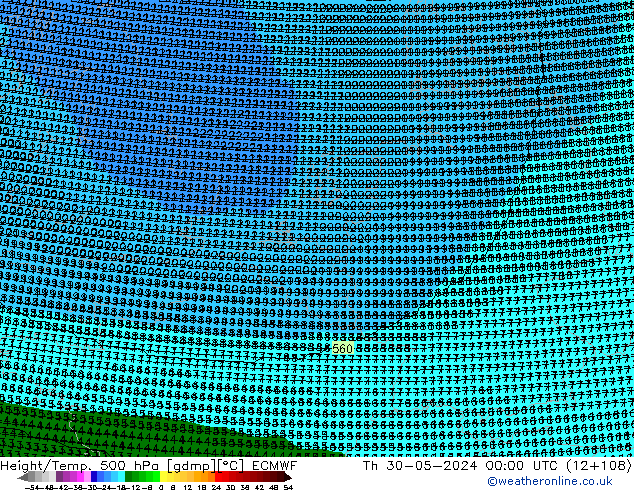 Height/Temp. 500 hPa ECMWF Qui 30.05.2024 00 UTC